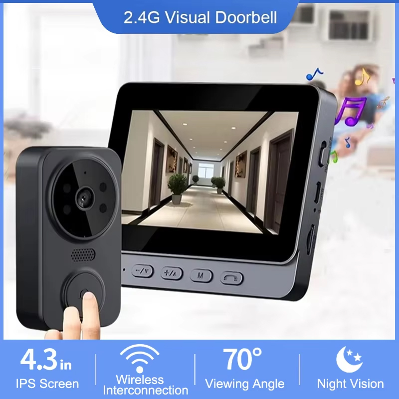 Smart Home Video Doorbell Enhanced Security With Smart Doorbell - Bel Pintu Video Nirkabel WiFi 4.3