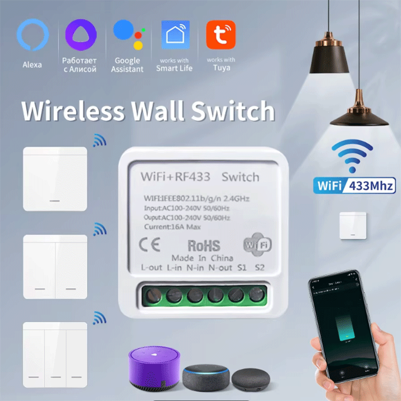 Smart Home Alexa - Sakelar Lampu Pintar WiFi Tuya Smart