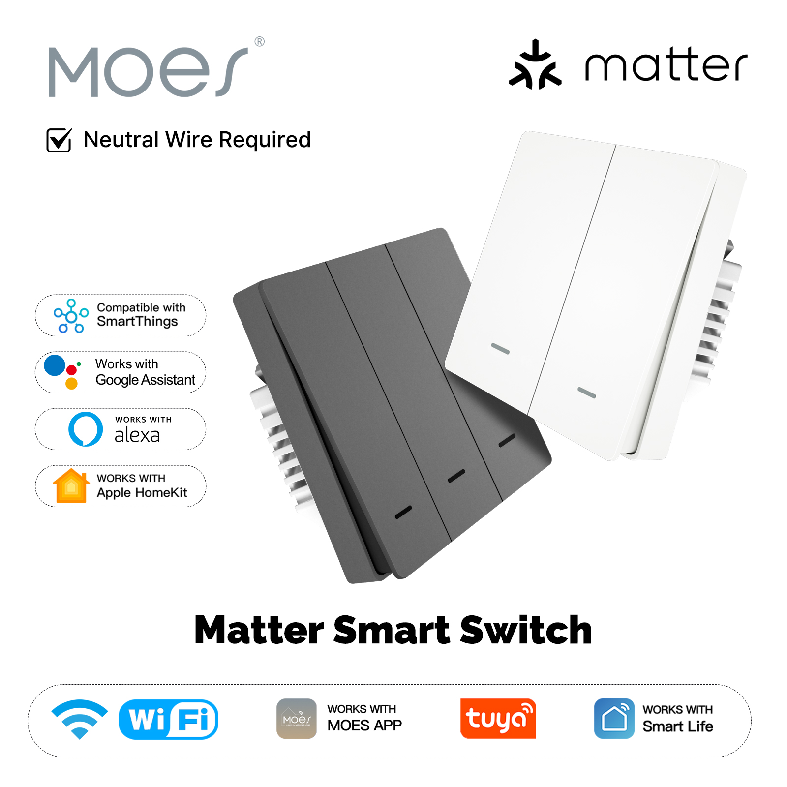 Smart Home For Living - MOES Matter Tuya WiFi Sakelar Tombol