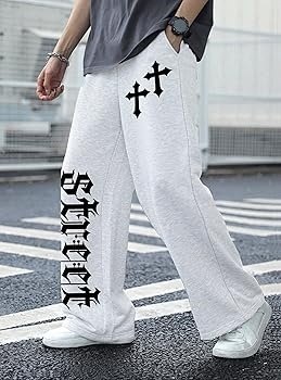 Smart Home Bone - Celana Sweatpants Pria Motif Tulang Vertikal