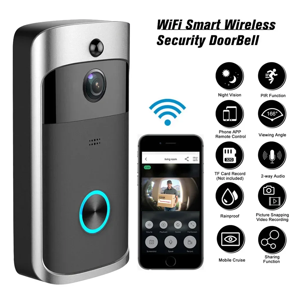 Smart Home Video Doorbell Enhanced Security With Smart Doorbell - Kamera Bel Pintu Nirkabel WIFI Pintar