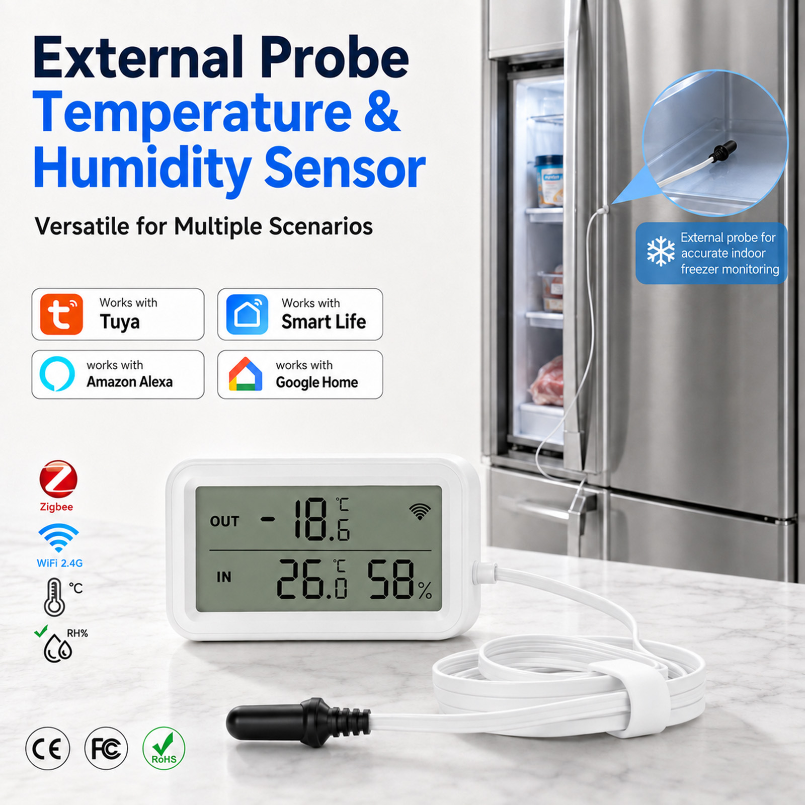 Sensor Suhu Kelembaban Ekstern - Smart Home Alexa ulasan dan harga