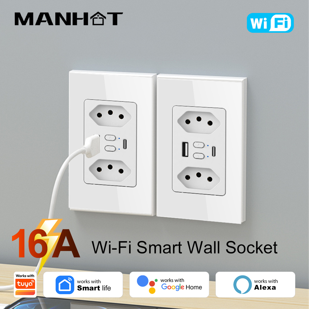 MANHOT Wifi Smart Brazil Socke - Smart Home For Living ulasan dan harga