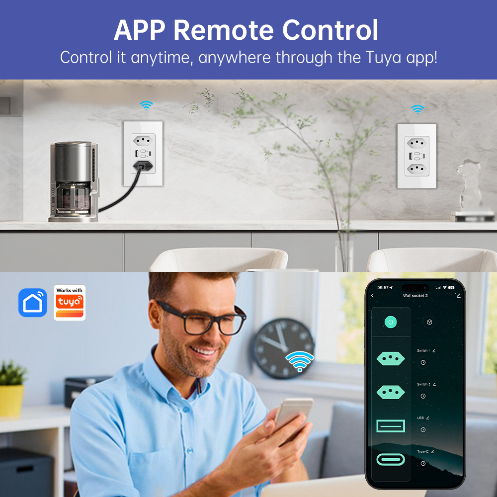 MANHOT Wifi Smart Brazil Socke - Smart Home For Living ulasan dan harga